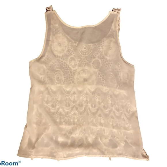 Forever 21 white Boho lace front sleeve less top blouse Sz L - Picture 10 of 10